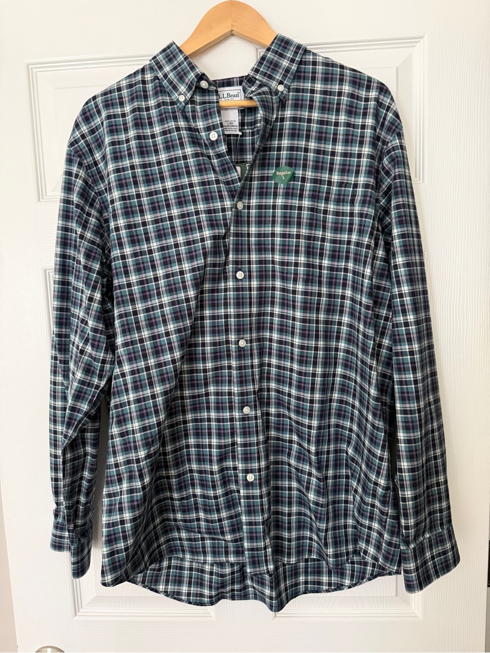 NWT - L.L. Bean Kennebunk Men's Dark Green & Navy Plaid Button-Down Shirt